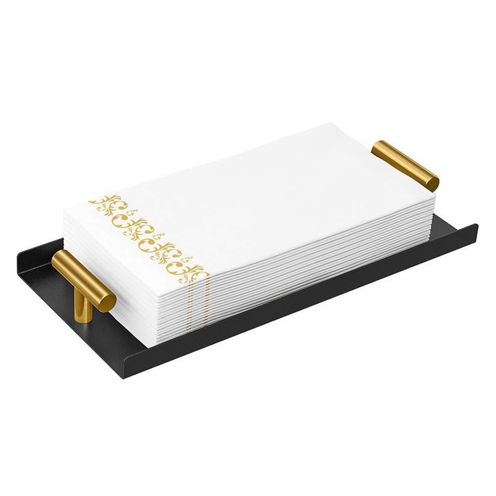 

Stylish Metal Napkin Holder Elegant Modern Disposable Hand Towel Tray Sturdy T-Handle Guest Towel Holder Guest Room чорний