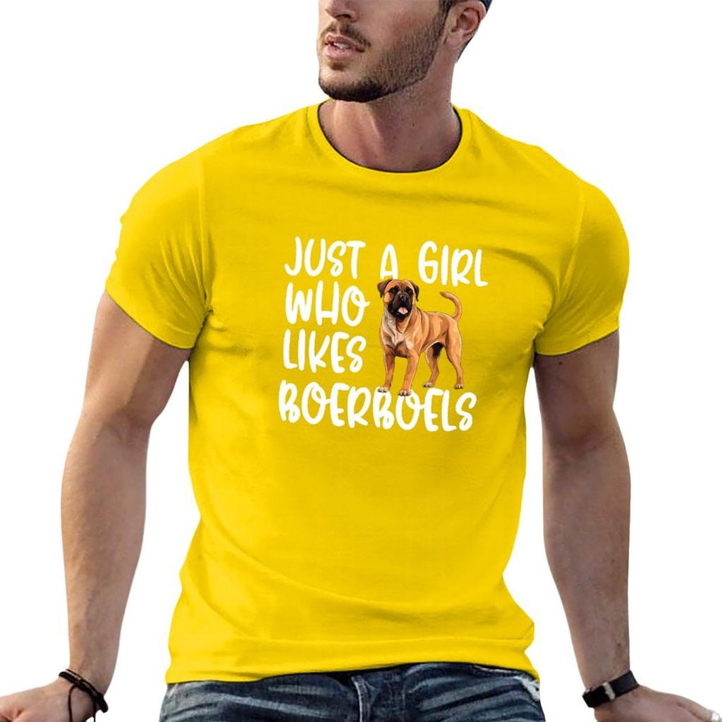 Just A Girl Who Likes Boerboels T-Shirt Vintage Clothes Shirts Graphic Tee Oversized T Shirt Tees T Shirt Men