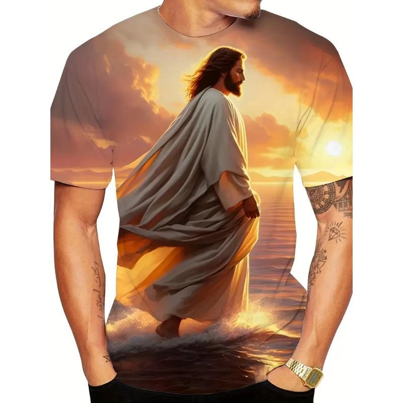 Jesus Christ T-Shirt For Men Women 3D Printed Tees Summer Fashion Casual Short Sleeve T Shirts O-Neck Oversized Kids Clothing