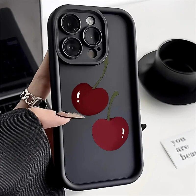 Cute Cherry Phone Case For iPhone 11 Case Funda iPhone 15 14 13 12 Pro Max X XS XR 7 8 Plus SE 2020 Soft Matte Candy Color Cover
