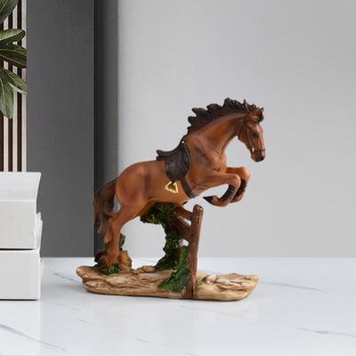 Statue de Cheval au Galop Figurine de Poney Miniature Résine Simulation Animal Sculpture Décoration Ornement pour Maison Bureau Bibliothèque