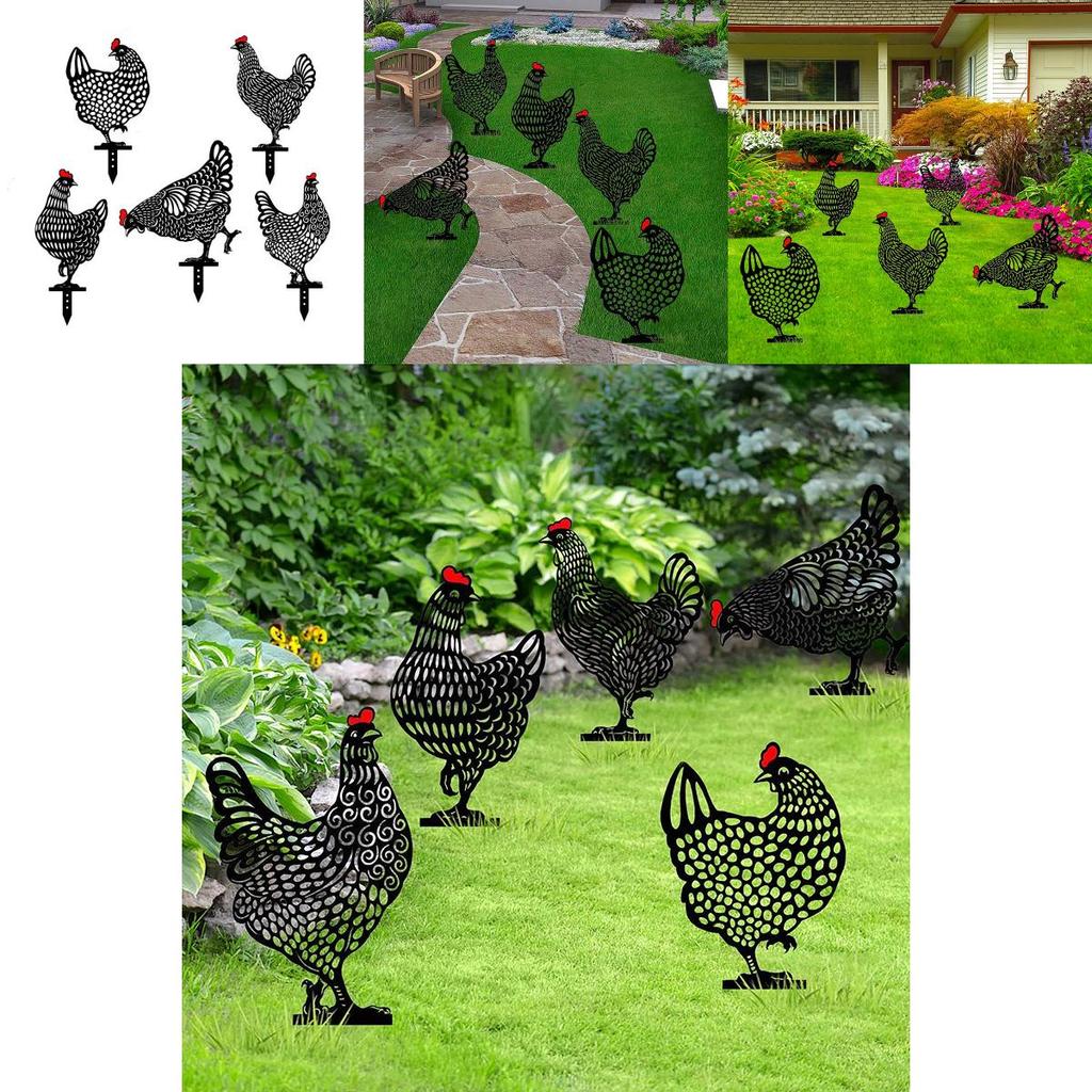 Statues Chicken Art Backyard Lawn Stakes Hen Yard Decor Garden Decor Ornament