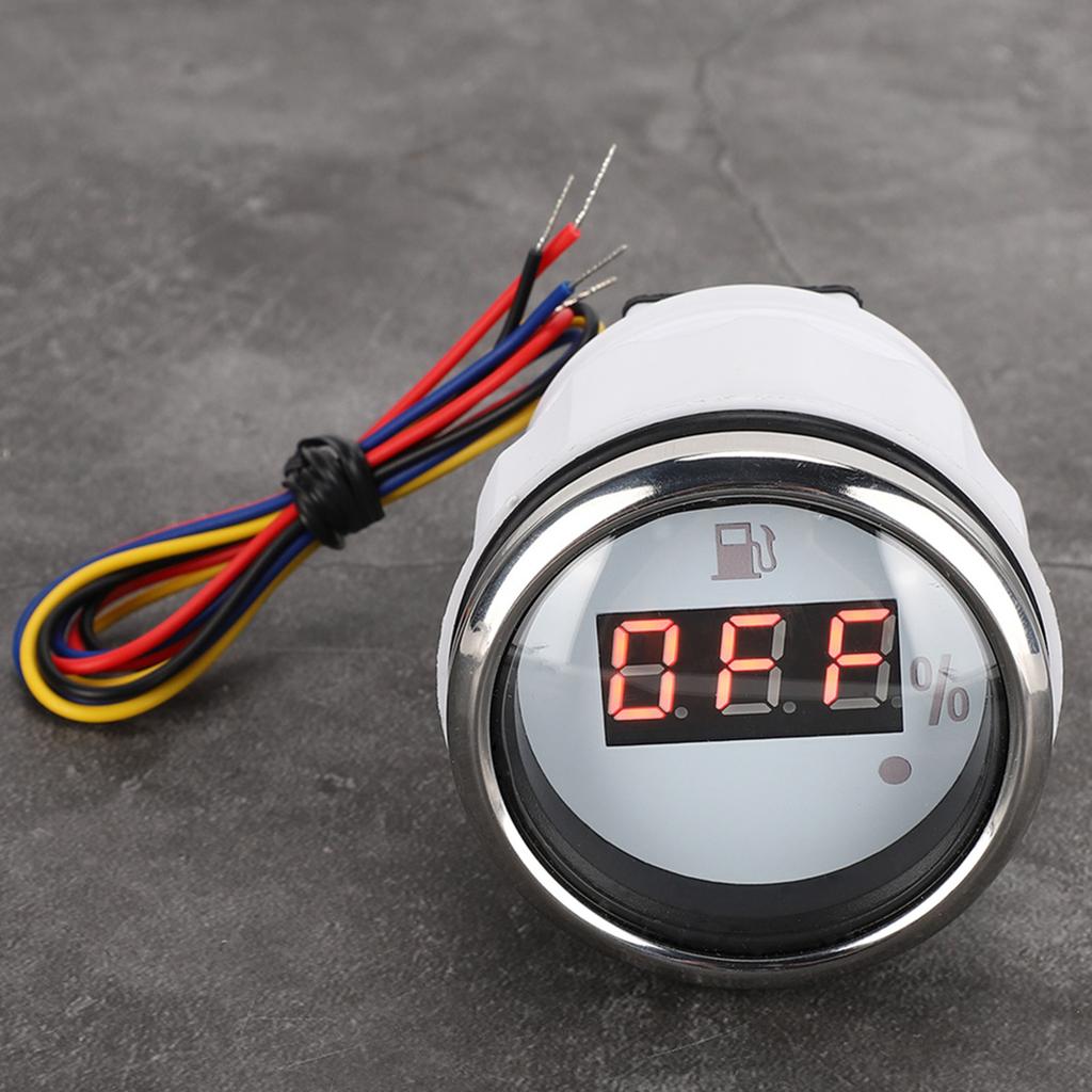 2in Fuel Level Gauge LED Digital Display Smart Red Light Alarm for Marine Boat Car