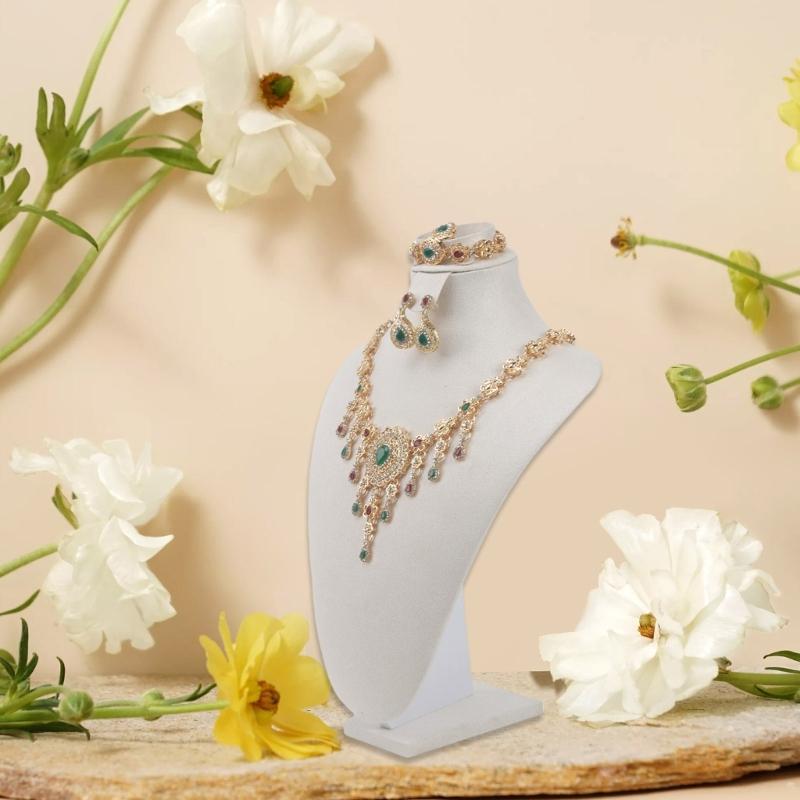 Sturdy Lint Covered Necklace Bust Portable Jewelry Organization Home Accessory Necklace Display Rack Decoration