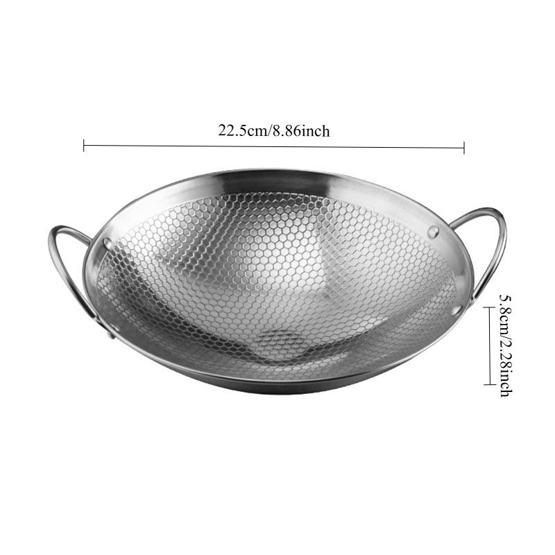 Wok Pan Stainless Steel Stir Fry Pans 25cm/10 Inch Hot Pot Iron Frying Pan  Kitchen Cookware for Camping Alcohol Stove
