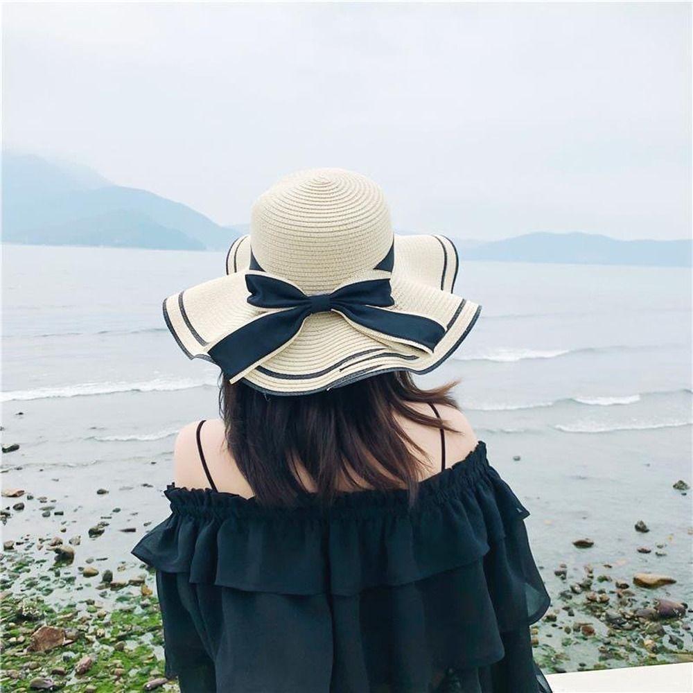 Bohemian Straw Weave Sun Hat Large Fisherman Hat Casual Sunscreen Bucket Hat  Ladies/Girls