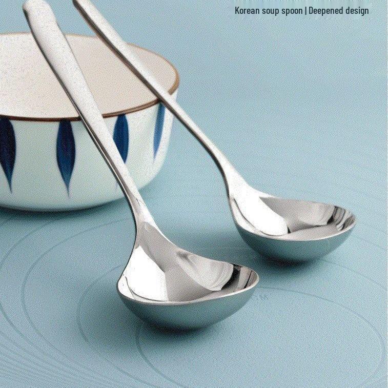 

Суповая ложка из нержавеющей стали с длинной ручкой для еды арбуза и каши - Большая, глубокая и утолщенная конструкция 4 pieces