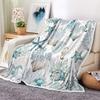 Aqua Blue Marine Element Blanket With Conch Sea Plant Hippocampus Comfortable Fleece For Indoor Beach Household Decoration