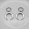 Vintage  Gothic Hip Hop Style Moon Pendant Hoop Earrings Minimalist Metal C Shape Hoop Earrings For Trendy Punk Rock Ear Jewelry