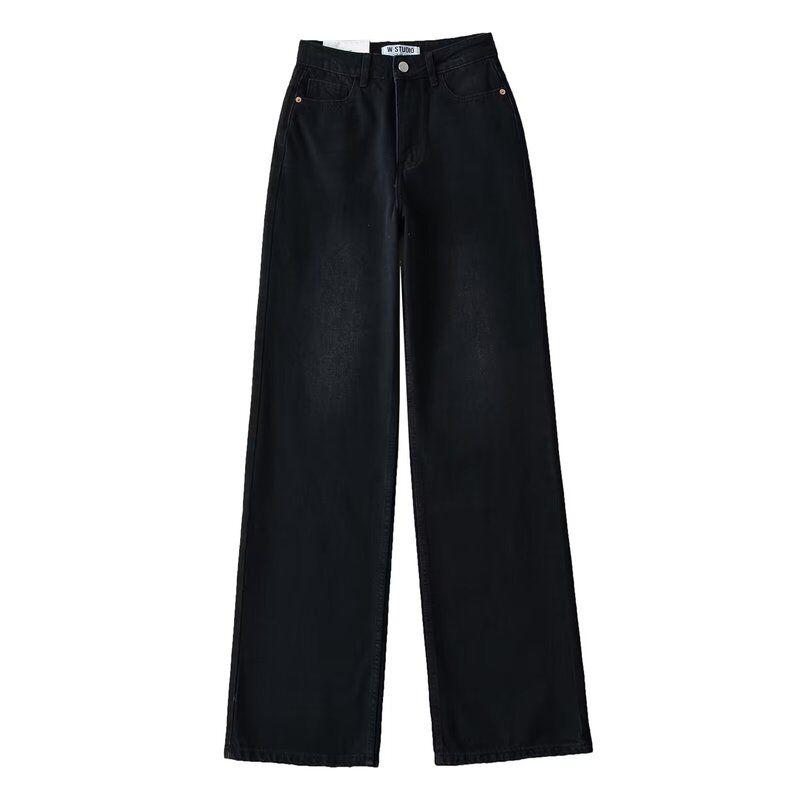 

Fashion Style 2023 New Arrival Women s Clothing Casual Versatile Slimming High Waist Wide Leg Straight Mop Denim Trousers Black XS