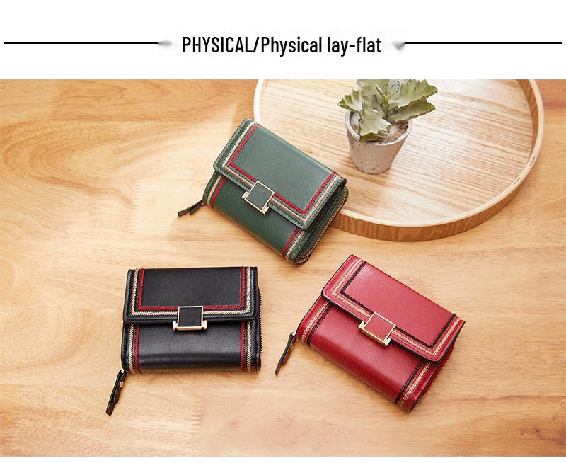 2025 Embroidered Accordion Card Holder Zipper Wallet for Women