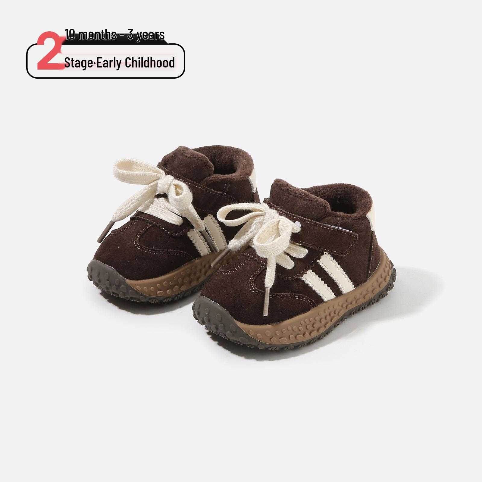 

2025 Winter Non-slip Warm Toddler Shoes – Thickened Cotton-padded Shoes for Boys & Girls Factory Order Size 16-19 (120 pairs) коричневий