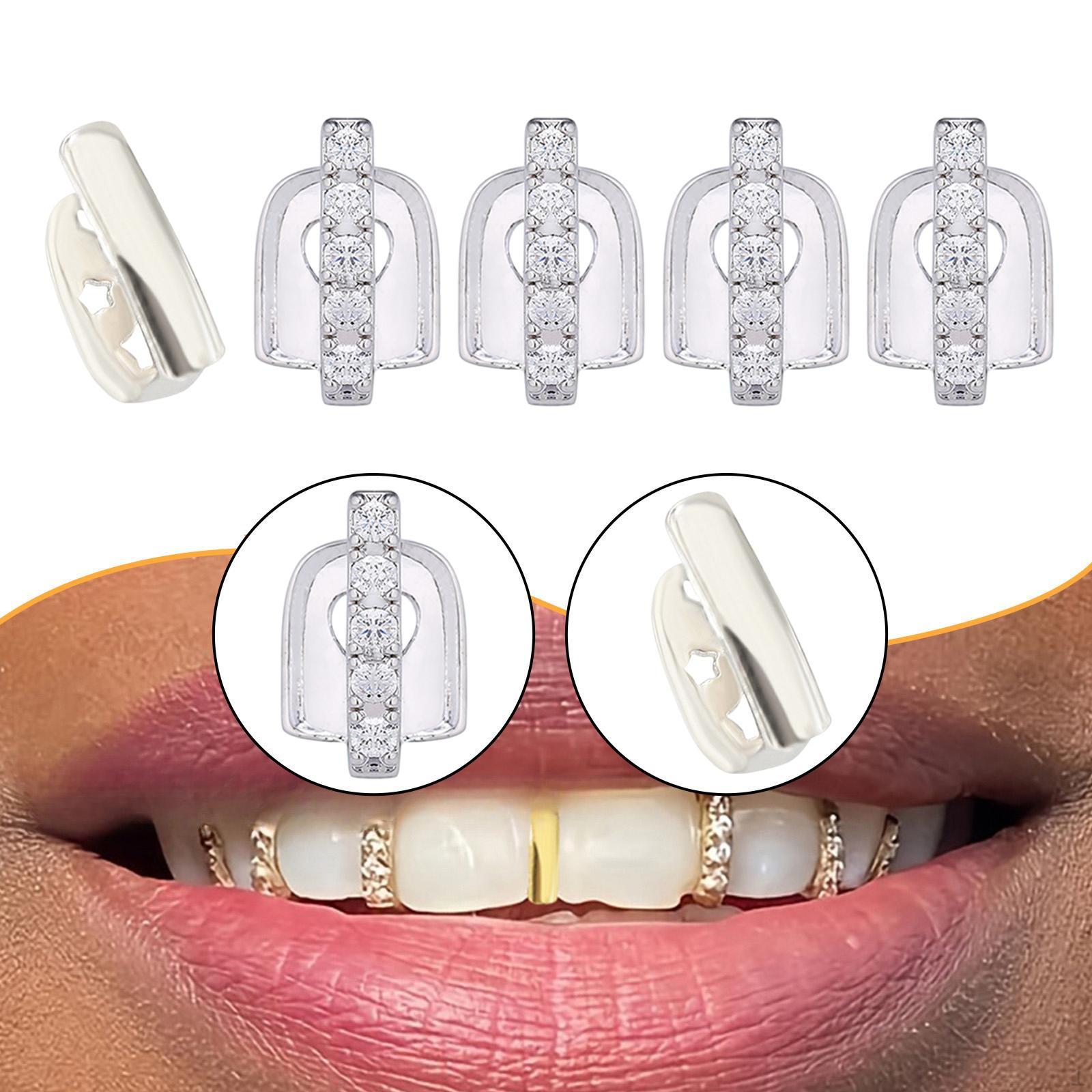 

5Pcs Grills for Your Teeth Gifts Halloween Accessories Tooth Cap Gap Grillz срібний