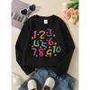Kids Sweatshirt,Colorful Numbers Stars Hearts Crew Neck Fashion Sweatshirt, Autumn And Winter Top
