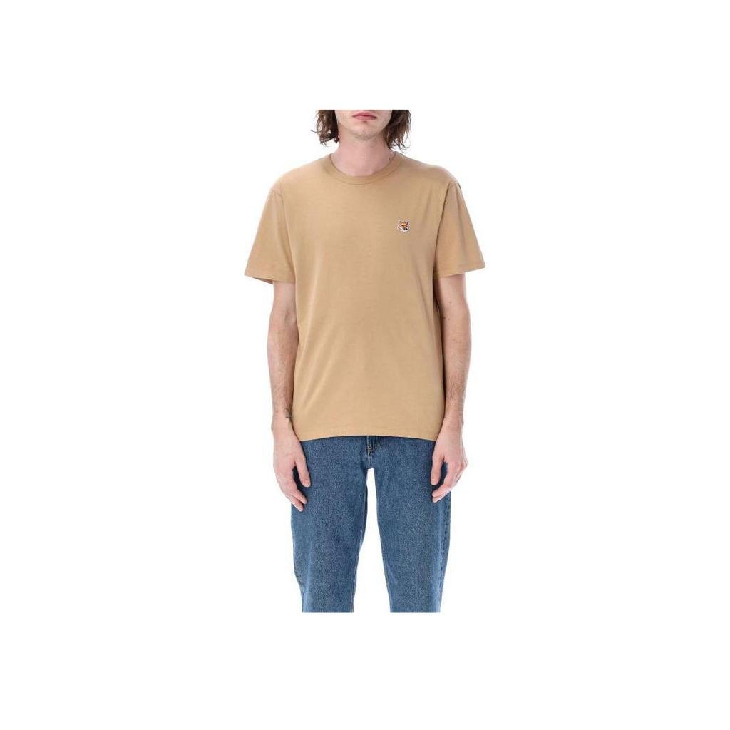 Maison Kitsune Ss23 Solid Color Casual Pullover Short Sleeve T-Shirt Men Tops Light-Brown AM00103KJ0008-P220