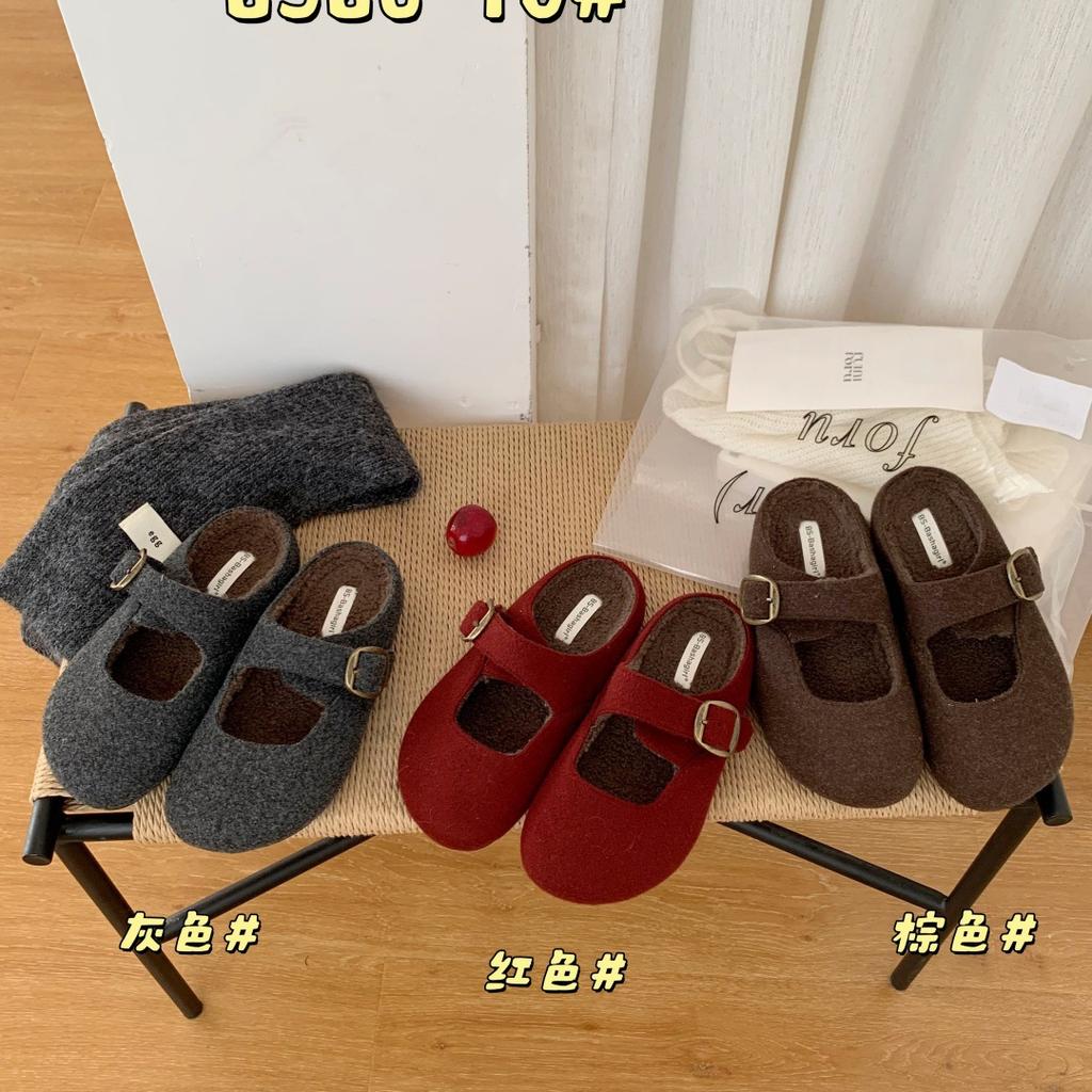 2025 Autumn and Winter New Retro Birkenstock Half-drag Women's Korean Version Niche Bag Head Slippers Soft Sole One Pedal Mill Shoes Tide