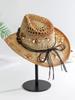 Straw Hat Women Men Summer Handmade Vintage Hollow Western Brim Sun Protection Fisherman Mountaineering Bohemian Chain Jewel