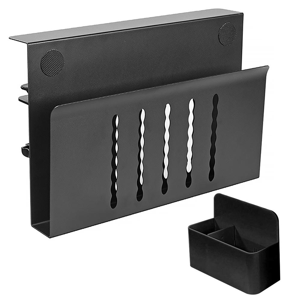 

Настольная полка с креплением-зажимом, подвесное крепление для ноутбука без сверления с подставкой для ручек, крепление для ноутбука для офисных принадлежностей и студийных предметов первой необходимости чёрный