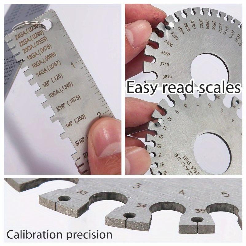 [Stainless Steel Wire Gauge Tool] Stainless Steel Welding Thickness Gauge- Wire Gauge Measurement Tool, Standard Dual-Sided Round Wire Cable