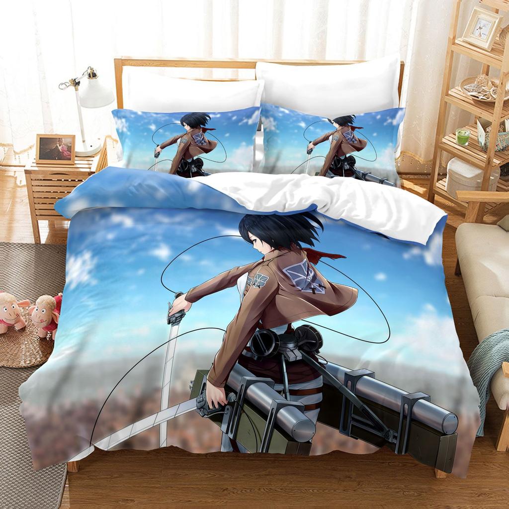 Attack On Titan Bedding Set Single Twin Full Queen King Size Attack On Titan Bed Set Children Kid Bedroom Duvetcover Sets 3D 003