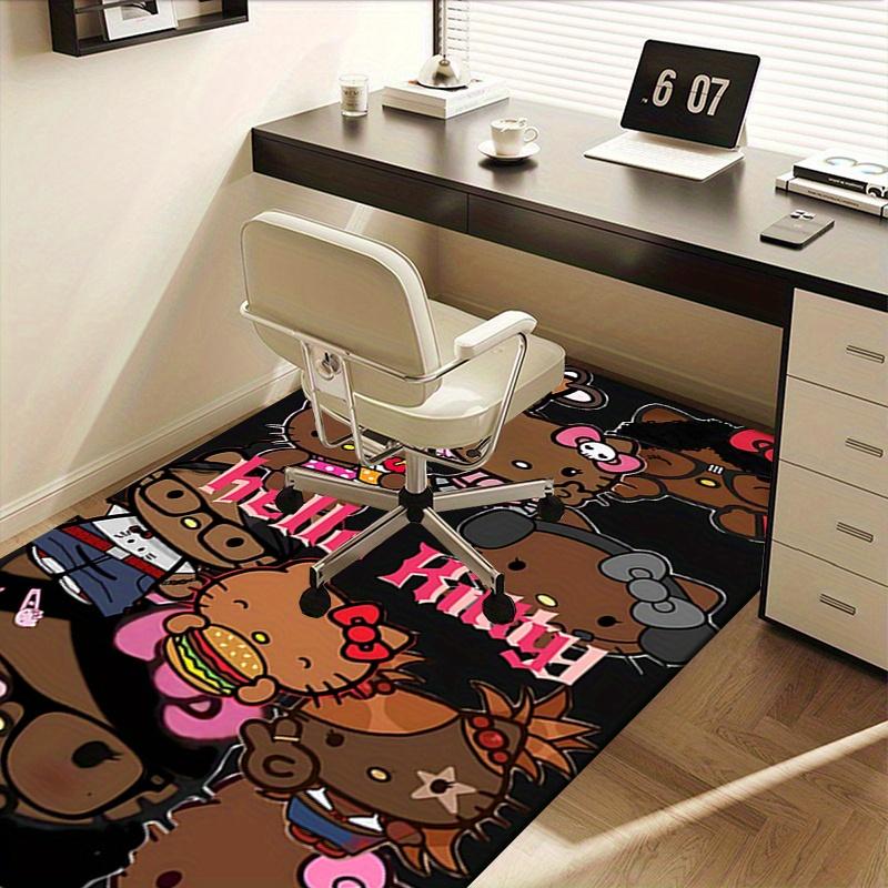 Office Rug Hello Kitty, Kawaii Anti-Slip Rug, Machine Washable for Living Room, Bedroom, Office, Multiple Sizes, Bedroom Mat, Decorative Mat, Durable