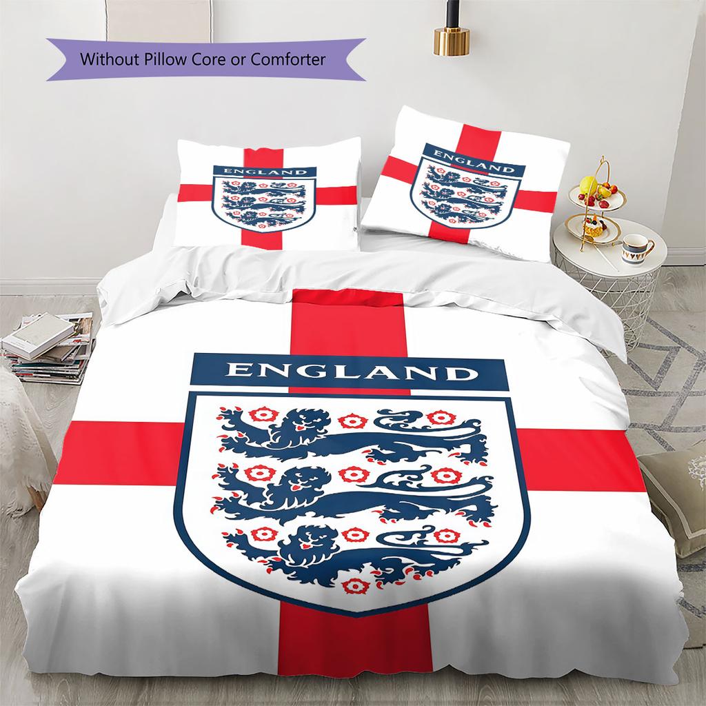 England National Football Team Pattern Bedding,Quilt Set Quilt Cover Pillowcase Home Birthday Gift(1 * duvet cover + 2 * pillowcase, without core)