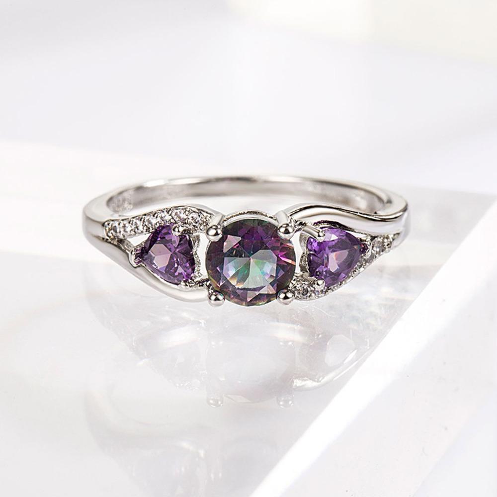 WOSIKATE Trendy CopperColorful Zirconia Gemstone Ring For Women Fashion Jewellery Anniversary Gift Finger Ring
