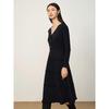JZ Anna Coco Elegant V-Neck Puff Sleeve Wool Blend Sweater Dress