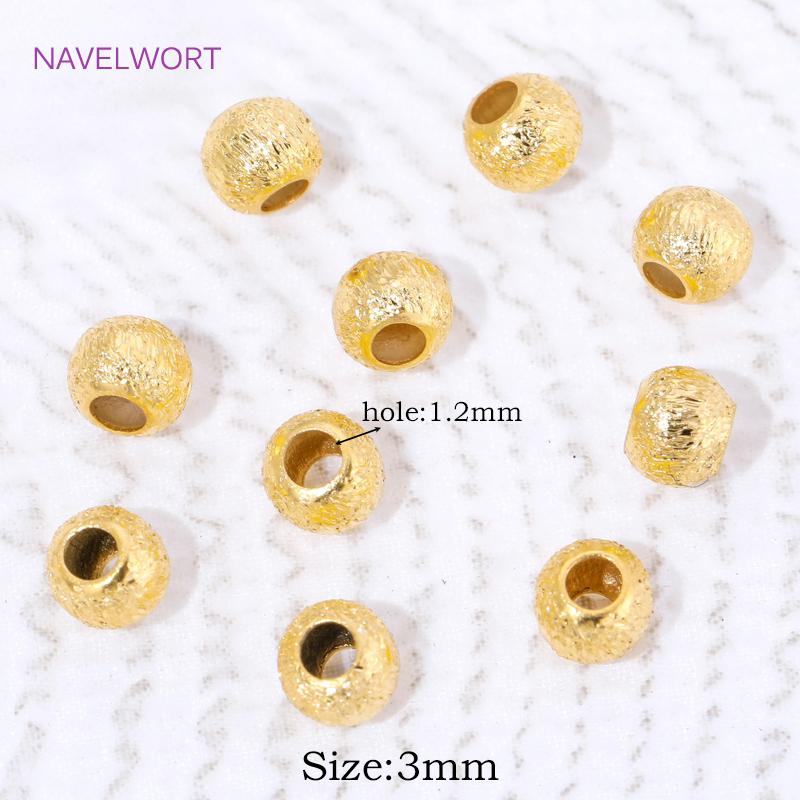 

3/5/6/8mm Brass Beads Separator 18K Gold Plated Frosted Spacer Beads,Round Loose Beads,Supplies For Jewelry,DIY Accessories 10 Pieces