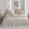 100% Linen Bed Sheet Set, High Quality Solid Color Fitted Sheet Set, Single Double Queen King Size Flat Sheet Set,Bedding White