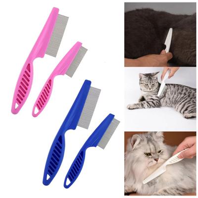 2Pcs Pet Hair Comb with Stainless Steel Fine Teeth Crust Mucus Tear Stain Remover Multifunctional Dog Cat Grooming Comb Pet Supplies