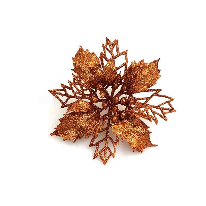 9cm Glitter Artifical Christmas Flowers Christmas Tree Wreath Decorations Fake Flowers Xmas Garland Ornaments New Year 2025