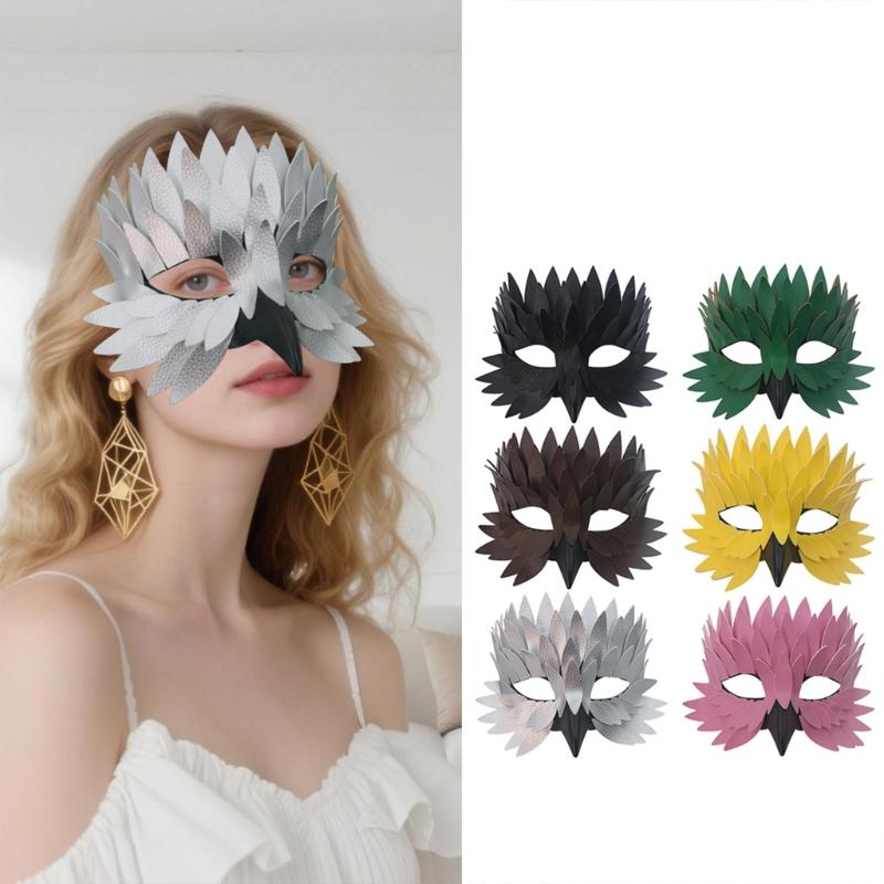 Unique Bird Beak Feather Style Half Face Mask Cosplay Accessory For Costume Parties Masquerades Theme Event
