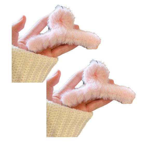 Hair Claw Plush Decor Strong Grip Back Head Hair Clip Women Large Shower Hair Clamp Hair Styling Tool