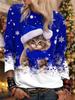 3D Print Women's Christmas Cutecat Print Hoodie Festive Pullover Sweatshirt Long Sleeve Casual Wear Fall Winter Holiday Style