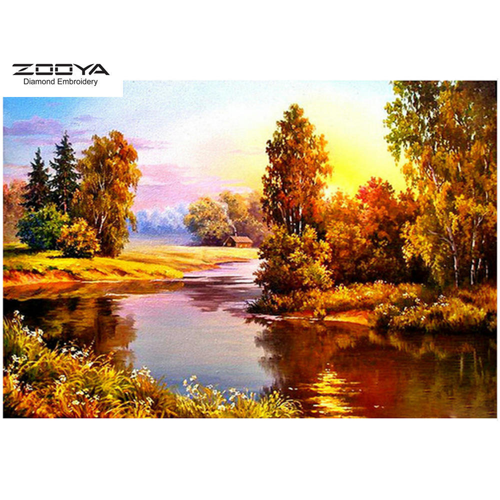 

ZOOYA DIY 3D Алмазная картина Пейзаж Вышивка Крестом Ремесло Стежок Главная Декор