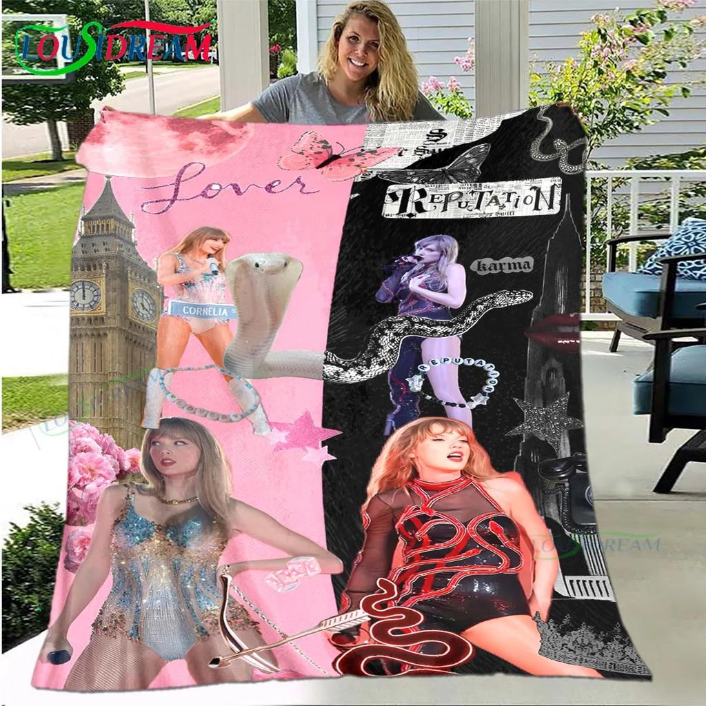 Hot Pop Female Diva Singer Pattern Blanket Flannel Thin Blanket Portable Home Travel Office Lunch Break Blanket Birthday Gift