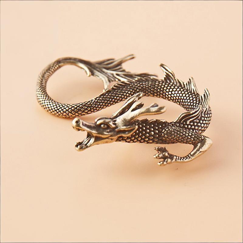 Retro Messing Tierkreiszeichen Drache Kleine Statue Schreibtischornament Chinesische Fabelwesen Figuren Retro Haus Feng Shui Dekorationen Handwerk