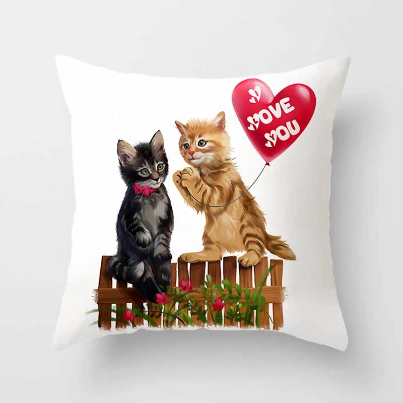 Cartoon Katze Tier Sofa Dekorative Kissenhülle Kissen Kissenbezug Polyester 45*45 Zierkissen Heimdeko Kissenbezug
