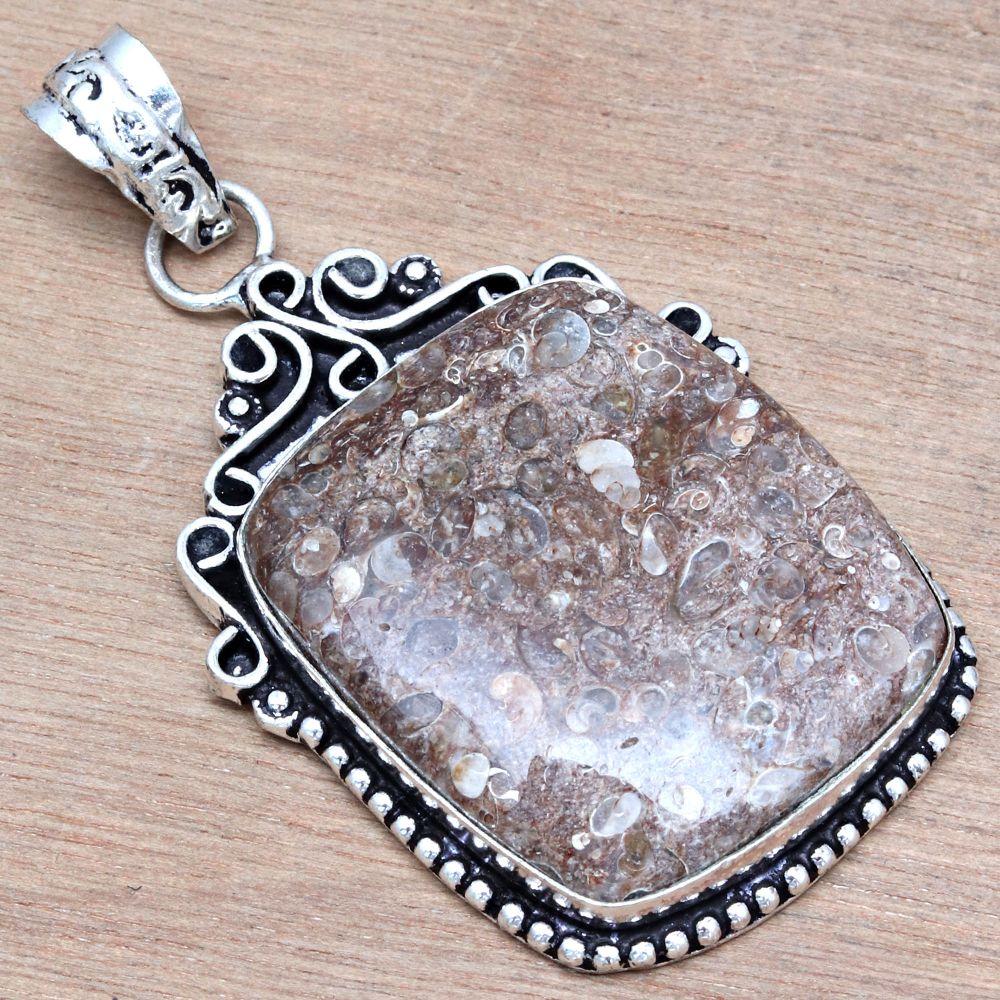 Pendant Turtella Jasper Gemstone Handmade Mother's Day Silver Jewelry 2.25"