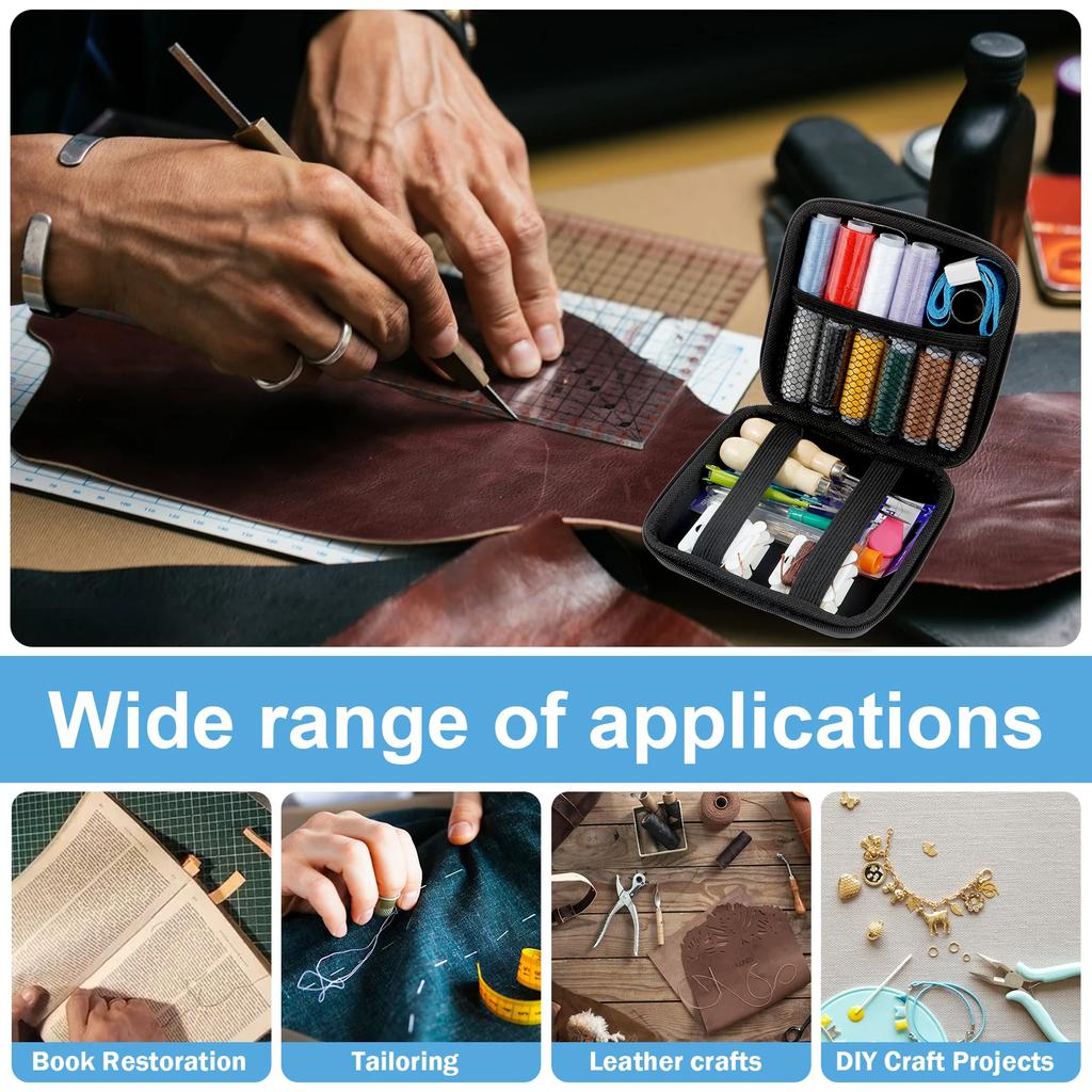 Lederpolster Reparatur Nähset, Schwerlast Nähset mit Ahle, Nahttrenner, Leder Handnähnadeln