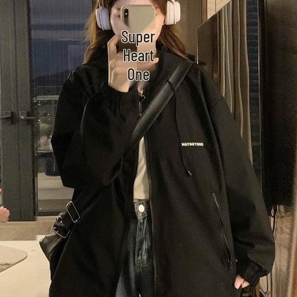 Girls' American-Style Sporty Mountaineering Jacket - Versatile, Loose Fit for Spring and Autumn