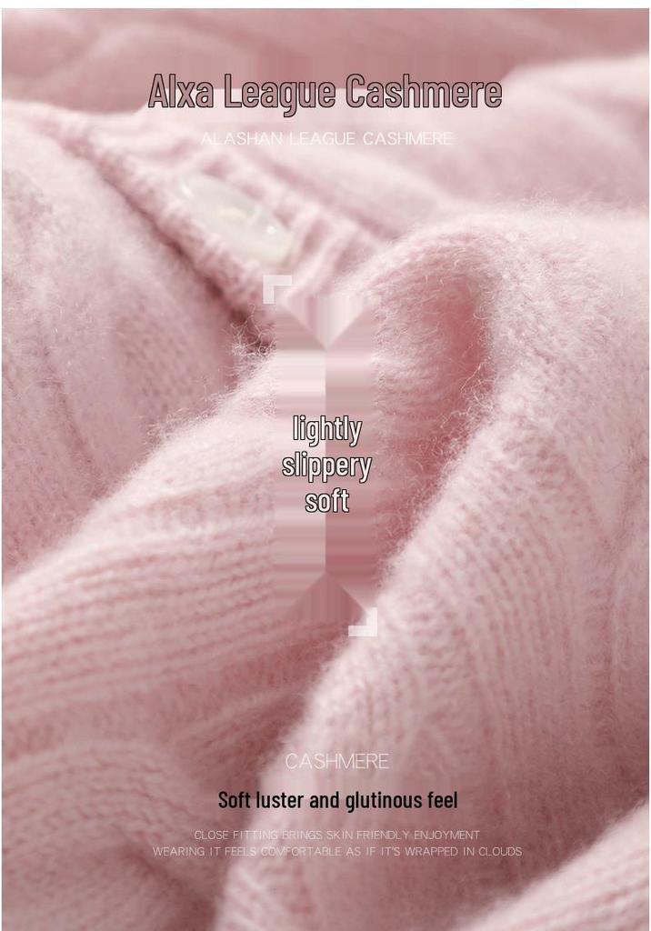2026 Autumn Winter Women's Versatile Cashmere Round Neck Loose Knit Cardigan – Stylish, Thickened, and Cozy Cable Knit Coat