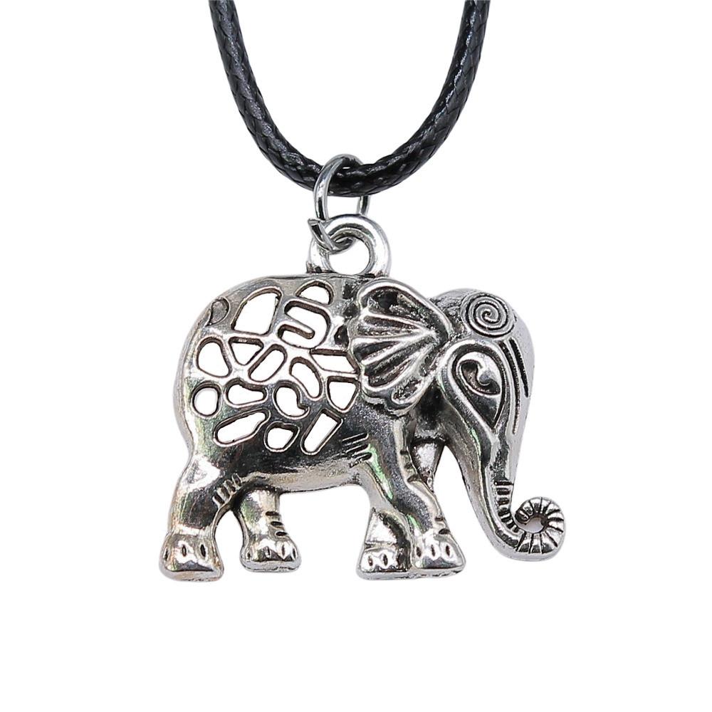 45cm Necklace Leather Chain Big Elephant And Horse Wedding Jewelry Findings QN027