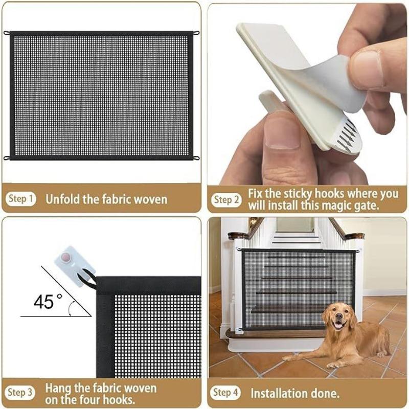 Pet Dog Fence Portable Breathable Isolation Safety Net Household Punch-free Dog Door Protective Isolation Baby Hook Baby Fence