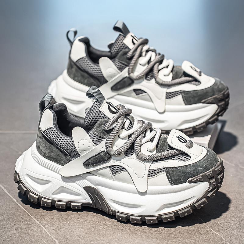 Scarpe sportive casual traspiranti in rete autunnale scarpe da papà con suola spessa per aumentare l'altezza per studenti