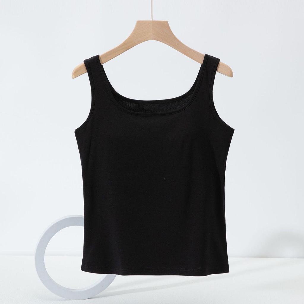 Women's Slim Fit Cotton Camisole: Versatile Spring/Summer Sleeveless Top with Chest Pads