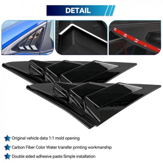 2 x Black ABS Vent Quarter Side Window Louver Cover For Honda Civic 2016-
