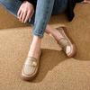 Fashion New real cowhide leather flats women's luxury long walking shoes woman vintage flat moccasin thick durable  loafer slip ons