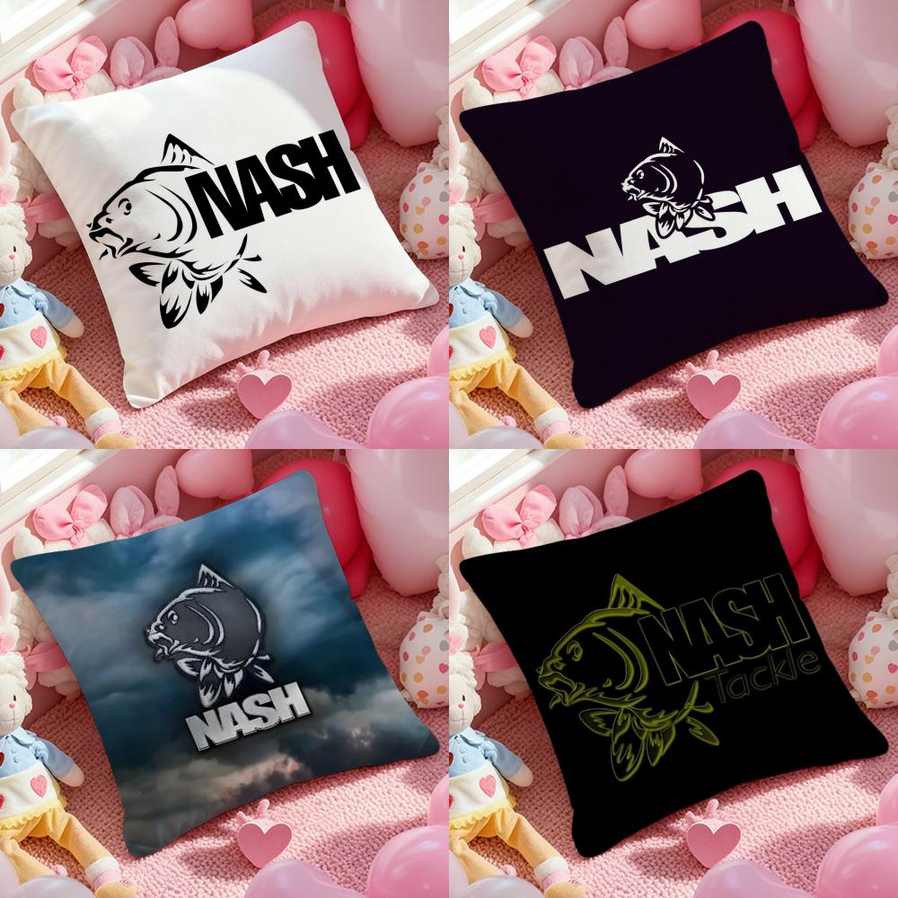 Nash Fishing logo Pillow Case Soft Plush Fabric Double-Sided Printed Cushion Cover Warm Winter Sofa Pillow Case
